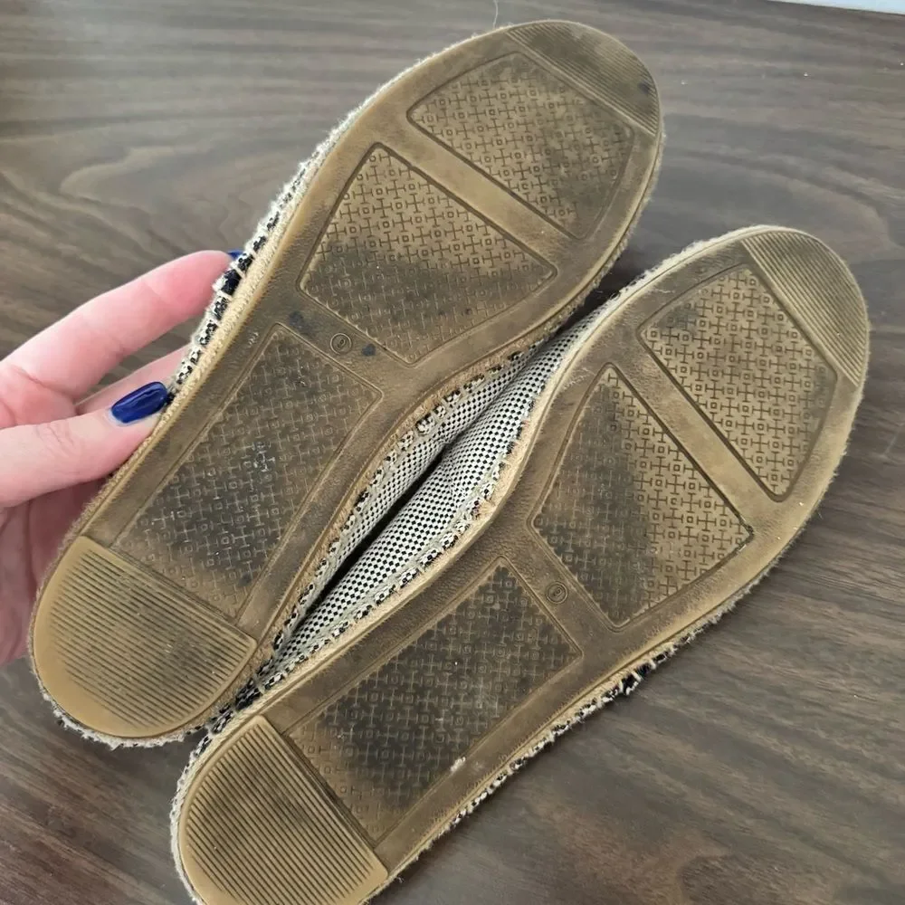 Tory Burch Navy Blue Colorblock Canvas Espadrilles Flats 9